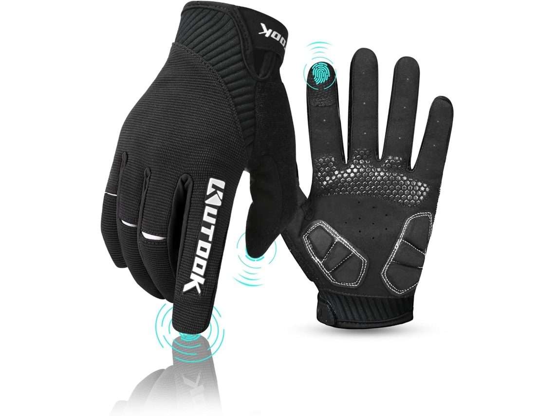 Guantes De Ciclismo Largos Y Transpirables Para Hombre, Acolchados, Con Función De Pantalla Táctil Y Antideslizantes (negro M)