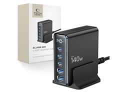 Cargador de escritorio TECH PROTECT DC140W GaN con 5 puertos PD140W QC3.0 para carga