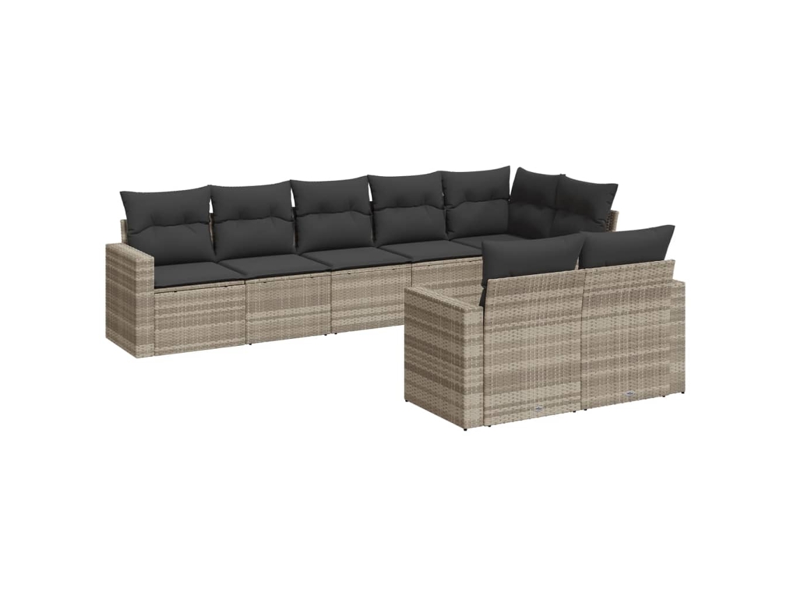 Maison Exclusive - Set De Sofás De Jardín 8 Pzas Y Cojines Ratán Sintético Gris