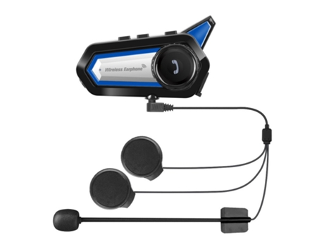 Kit Manos Libres para Bt31 Casco de motocicleta Impermeable 1000Mah Batería Bluetooth Cancelación de ruido con linterna Negro
