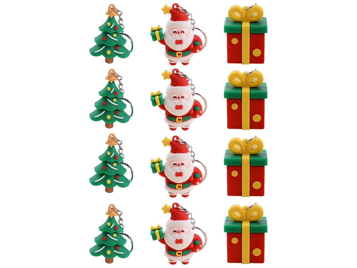 12 Llaveros Navideños 3d Adorables, Colgantes De Papá Noel Para Mochilas, Regalos