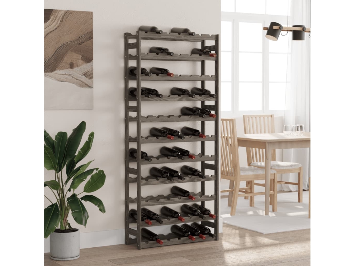 Bodega para 77 botellas de madera maciza de pino gris DKD HOME DECOR