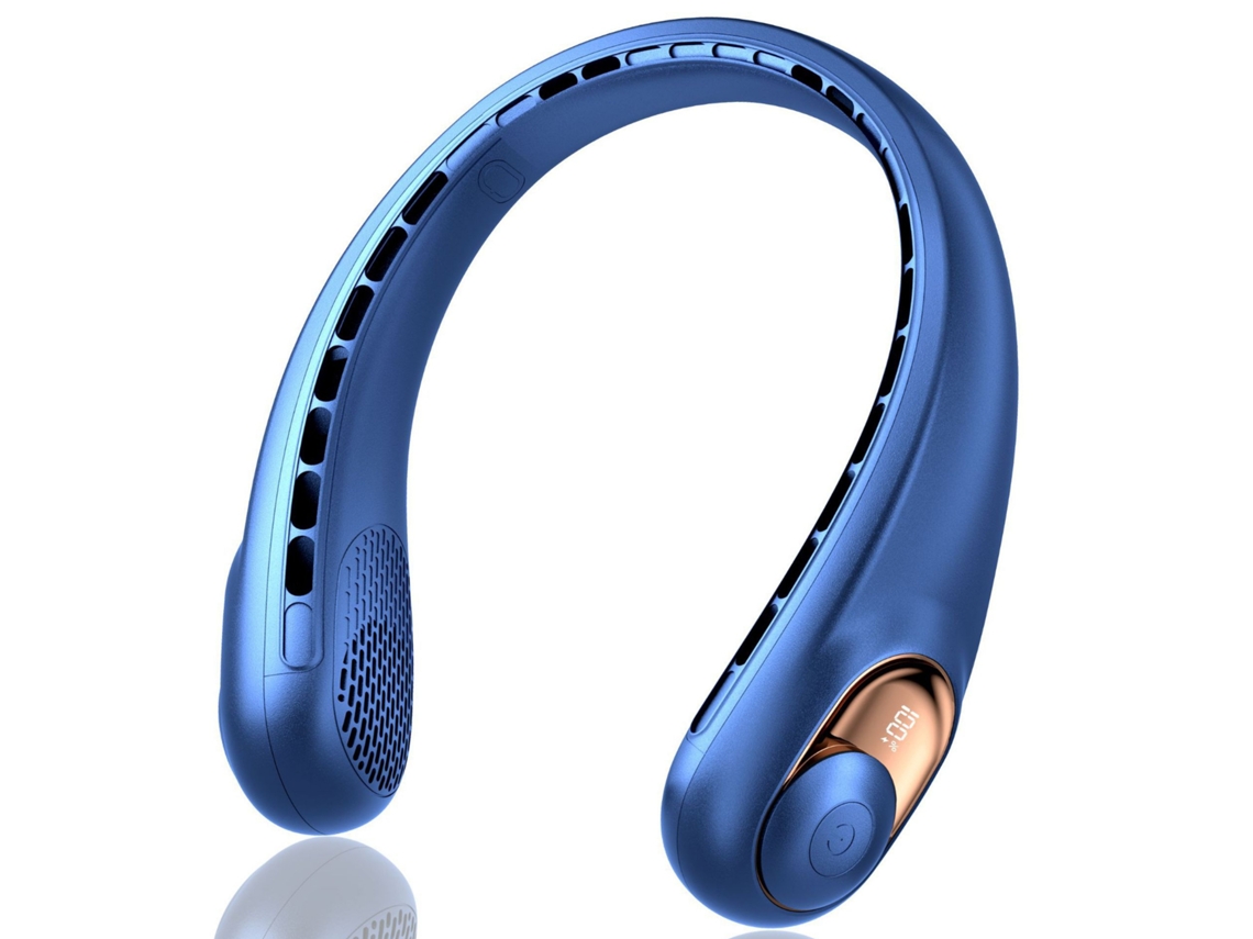 Ventilador De Cuello Portátil Sin Aspas, Súper Silencioso, Henten Home, 3 Velocidades, 3600 Mah, Azul
