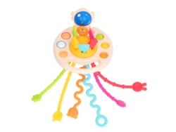 Cuerda sensorial de silicona para bebés con formas espaciales para desarrollar la motricidad fina y el aprendizaje temprano - Blanca