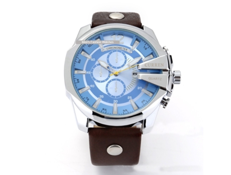 Relojes para Hombre, Relojes de Pulsera con Correa de Cuero Reloj Calendario de Cuarzo Resistente al Agua para Hombres-Concha Blanca Azul LUUCOZK