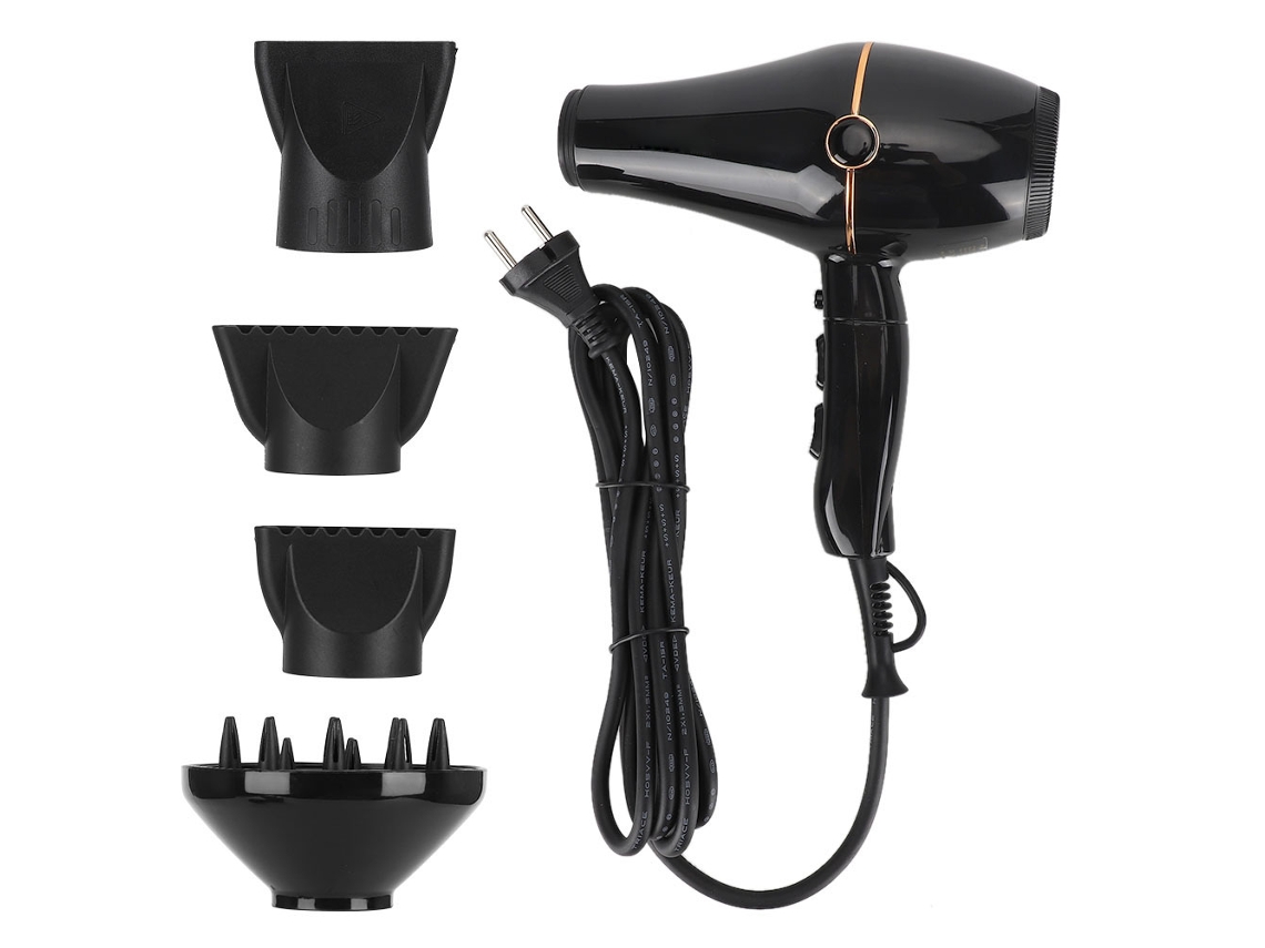 Secador De Cabelo Profissional Ajustável Com Potência Forte 220v Bivolt 5 Marchas Preto Eu Plug