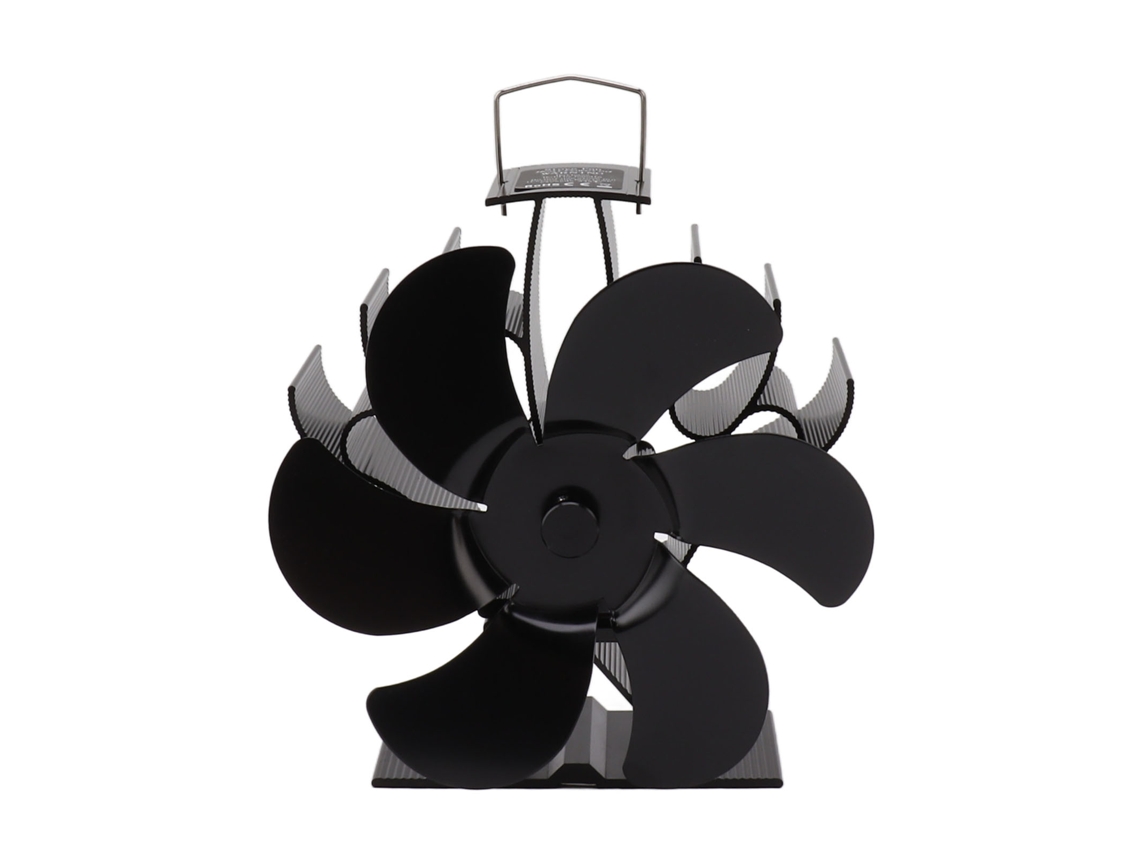 Ventilador de estufa de aluminio de 6 aspas, silencioso, para chimenea.