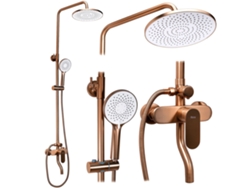 Juego de ducha de cobre con cepillo para gotas Rea
