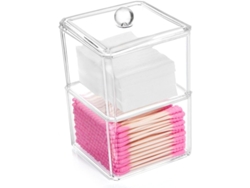 Cajas De Almacenamiento Para Bolas De Algodón Y Bastoncillos, De Acrílico Transparente, Apilables, Con Tapa (dos Capas).