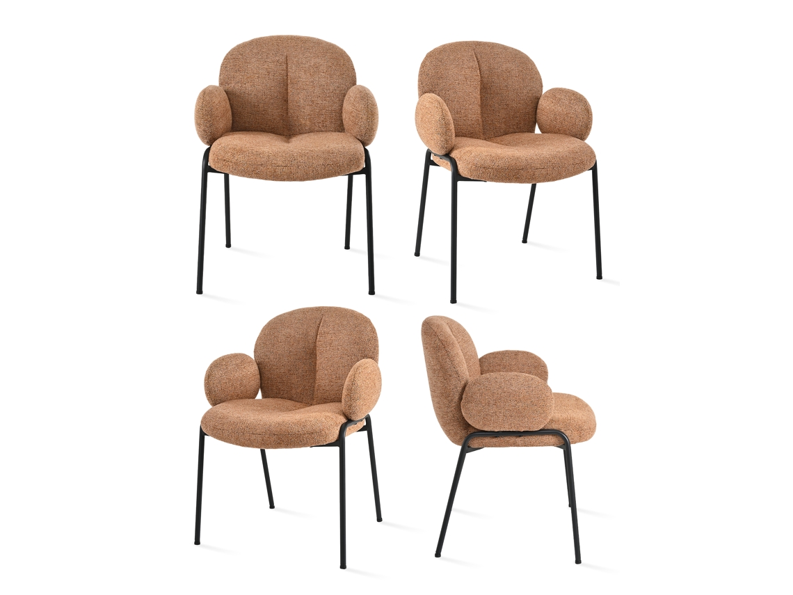 Sillas De Comedor Goeurvant 1235(pack De 4, Naranja, Chenilla)