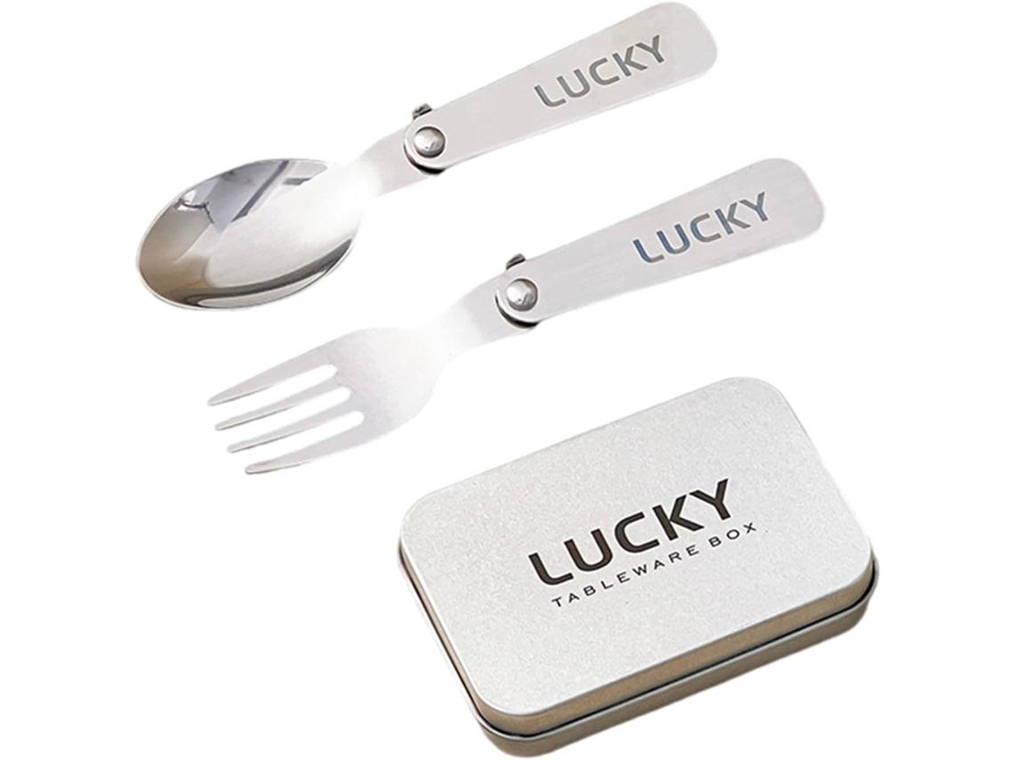 Juego De Cuchara Y Tenedor De Metal Plegables Y Portátiles Para Picnic, Utensilios De Viaje.