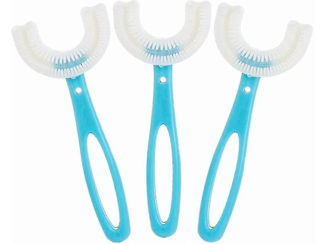pacote Com 3 Escova De Dentes Infantil Em Formato De U Para Limpeza Completa limpeza Total Com Borrachas De Massagem
