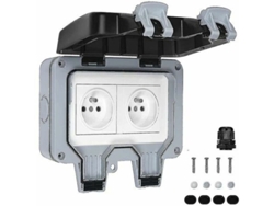 Enchufe Doble Exterior Impermeable Ip66 De Pared Para Exteriores, Parques, Jardines Y Garajes