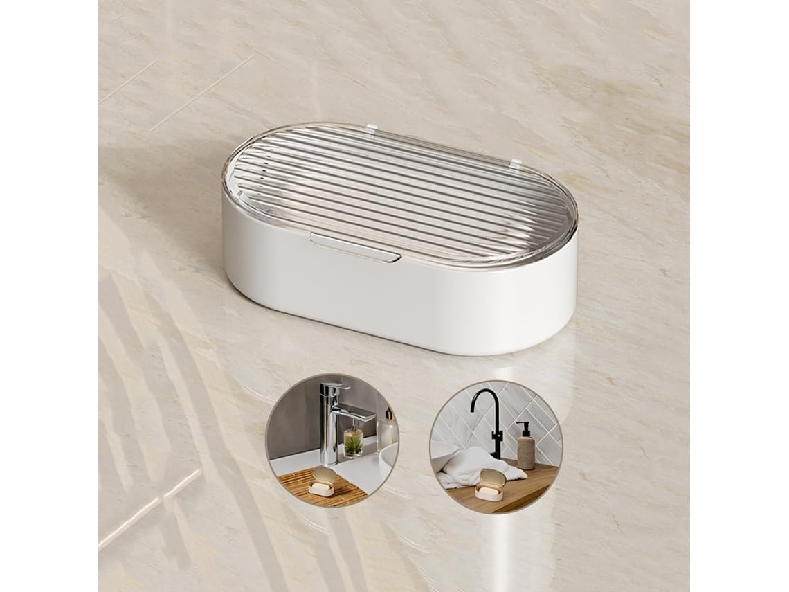 Jabonera De Doble Capa, Extraíble, Con Desagüe Y Tapa. Apta Para Cocinas, Baños Y Duchas (transparente).