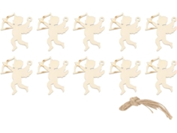 10 Colgantes Cupido Madera Beige Cuerda Decoración Árbol Navidad Adorno Colgante Jardín Patio Boda