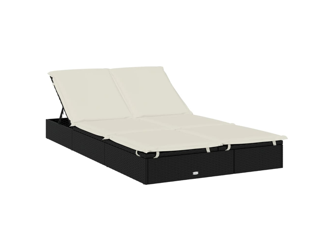 Maison Exclusive - Chaise longue para dos personas con cojines y mimbre negro