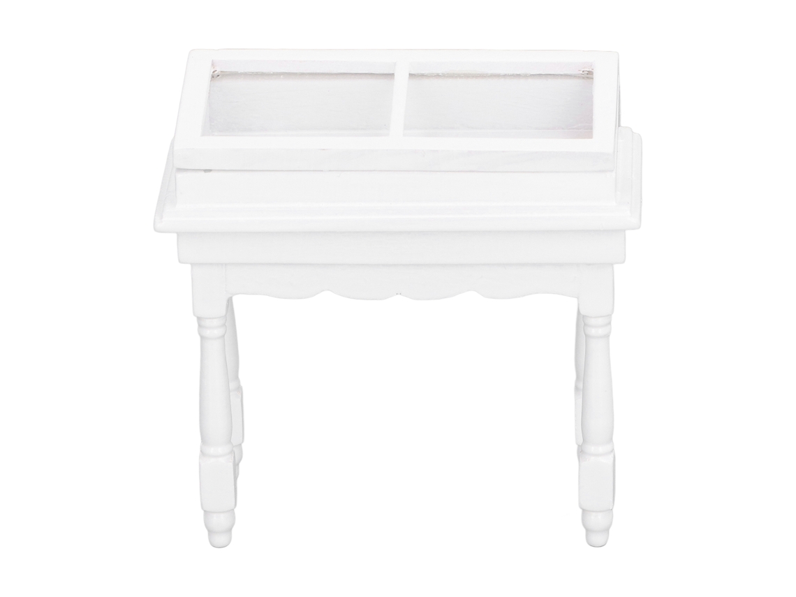 Armário De Exibição Para Casinha De Bonecas Miniatura De Madeira Com Tampa Flip Branco 1/12