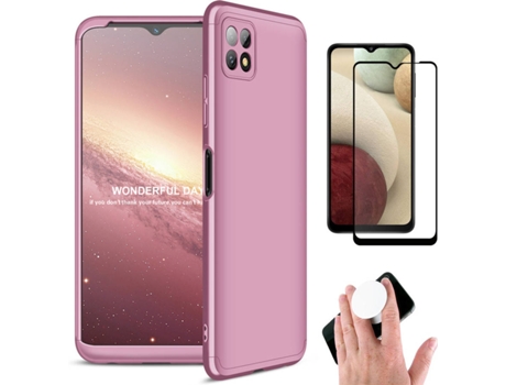 Carcasa + Popsocket Samsung A22 4G Slim Armor 360º Rosa