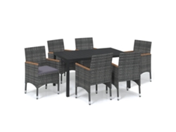 Set de muebles jardín 7 Piezas con cojines ratán sintético gris VIDAXL