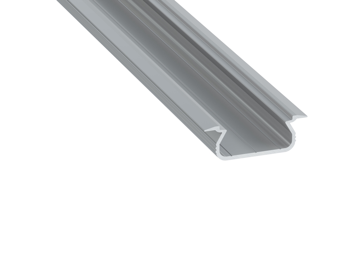 Perfil de aluminio anodizado Kimera Selde plateado con difusor y tapas opal, 2,02 m, Greenice
