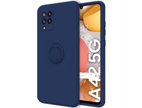 Carcasa Samsung Galaxy A42 5G TUMUNDOSMARTPHONE Silicona Líquida con Anillo Azul