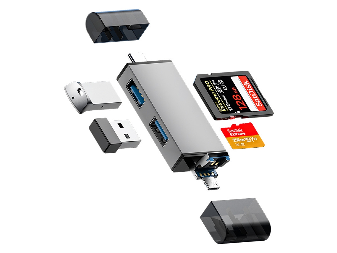 Lector de tarjetas USB 3.0 de aleación de aluminio multifuncional, compatible con tarjetas SD/TF, adecuado para PC, computadora portátil...