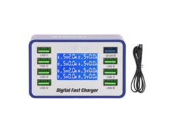 Cargador Usb Con 8 Puertos Qc3.0, Pantalla Digital, 50 W, Tecnología De Detección Automática Y Protección Multifuncional.