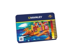 Estuche de metal con motivo del aniversario de MANLEY con 60 ceras, colores surtidos