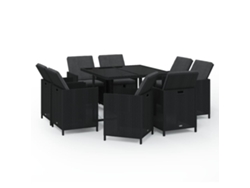 Maison Exclusive - Set De Comedor De Jardín 9 Pzas Y Cojines Ratán Sintético Negro
