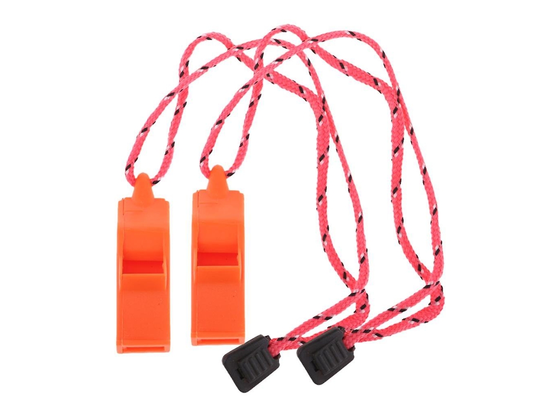 Silbato de emergencia para acampar al aire libre, alto decibelio, con correa de cordón, naranja, 2 unidades Ushion