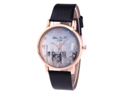 Reloj De Pulsera Casual Unisex De Cuero Con Cuarzo Zhoulianfa Fashion, Color Negro.