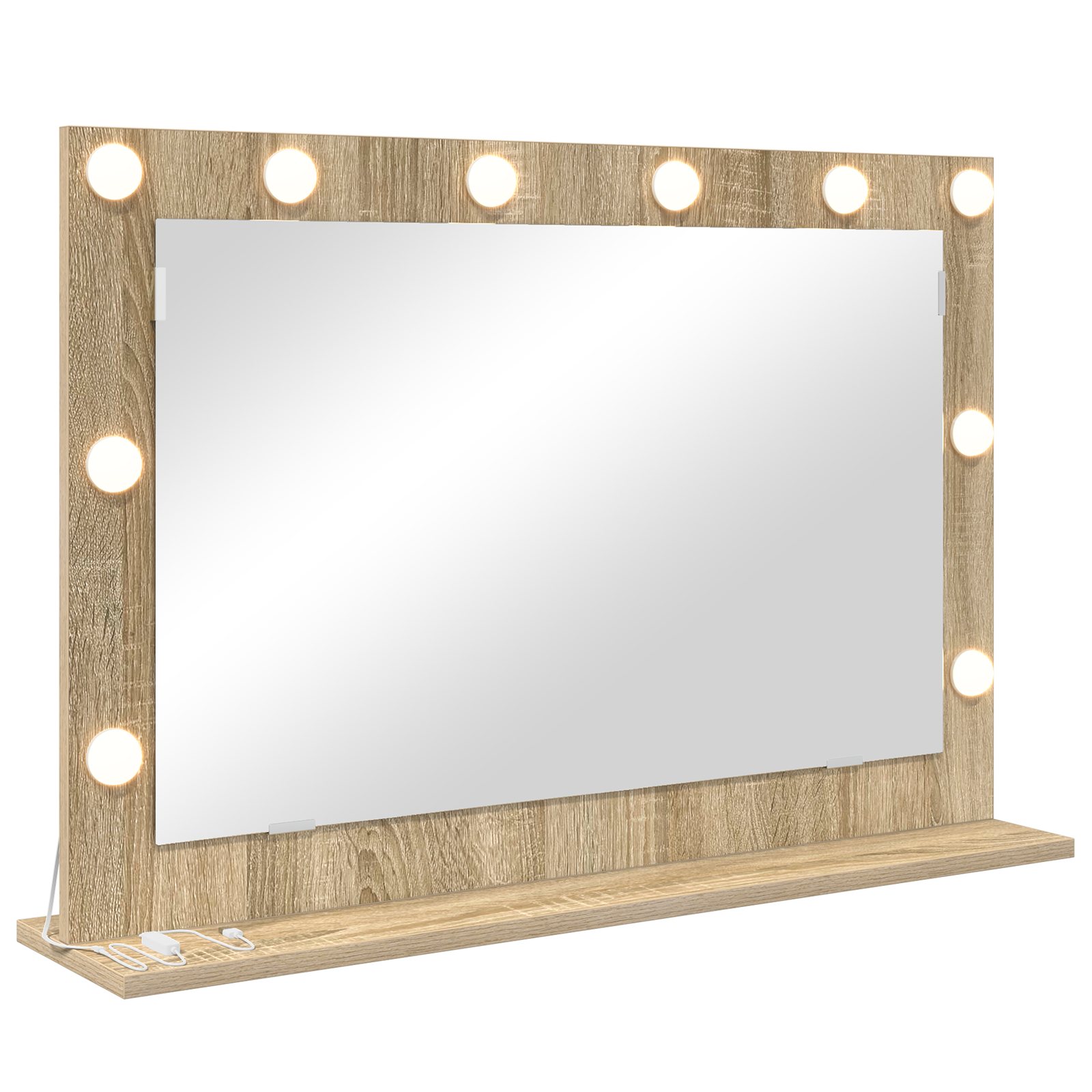 Espejo tocador Vidaxl Sonoma Oak Beige con luces LED, materiales de madera (80 x 55 x 18 cm)
