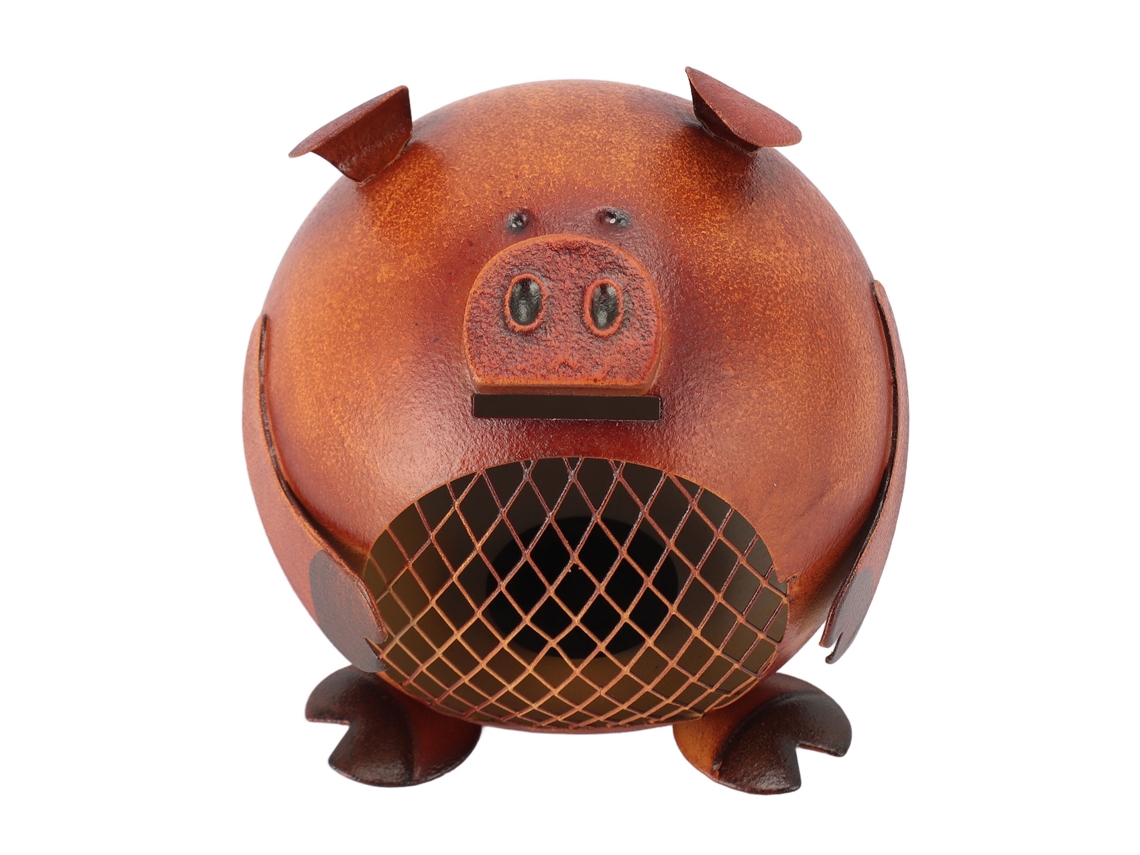 Hucha Metálica Vintage Con Forma De Cerdito Decorativo Para Salón Y Dormitorio.