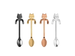 2026da-cuchara De Acero Inoxidable Diseño Gatito Lindo Set De 4 Para Café Té Postre