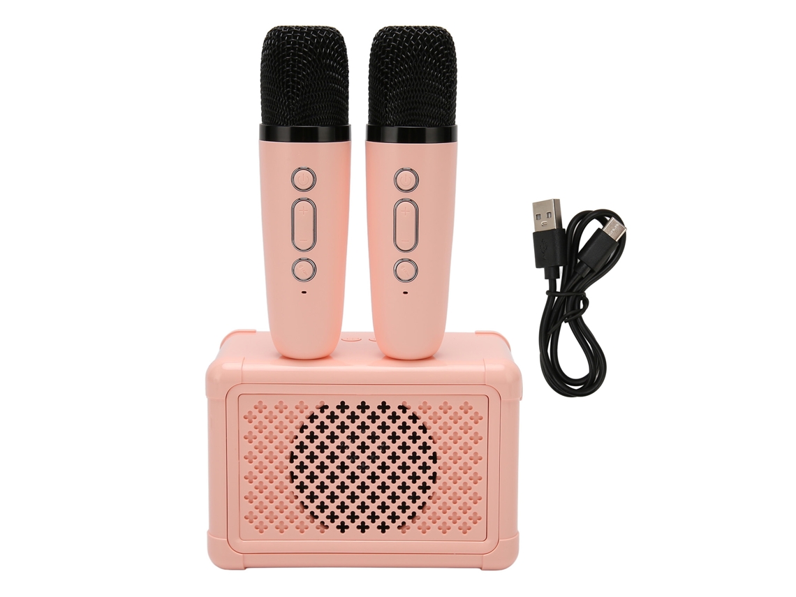 Altavoz De Karaoke Inalámbrico Bluetooth 5.0 Con 2 Micrófonos, Portátil, Color Rosa, Ideal Para Fiestas Familiares.