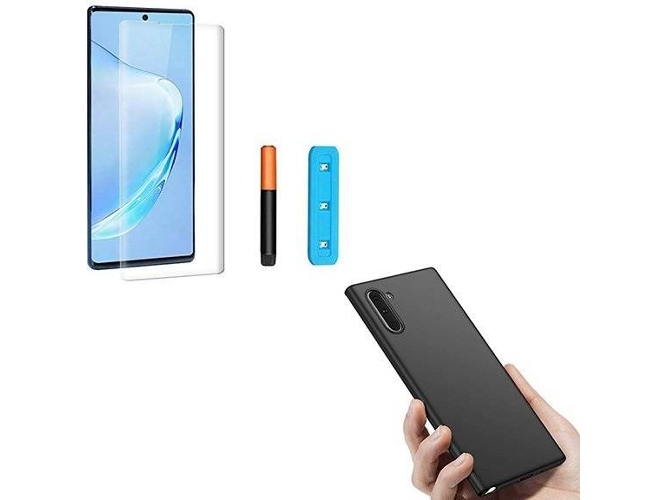 Kit Carcasa y Protector de Cristal Nano Curved UV Samsung Galaxy Note 10 SlimShield Negro