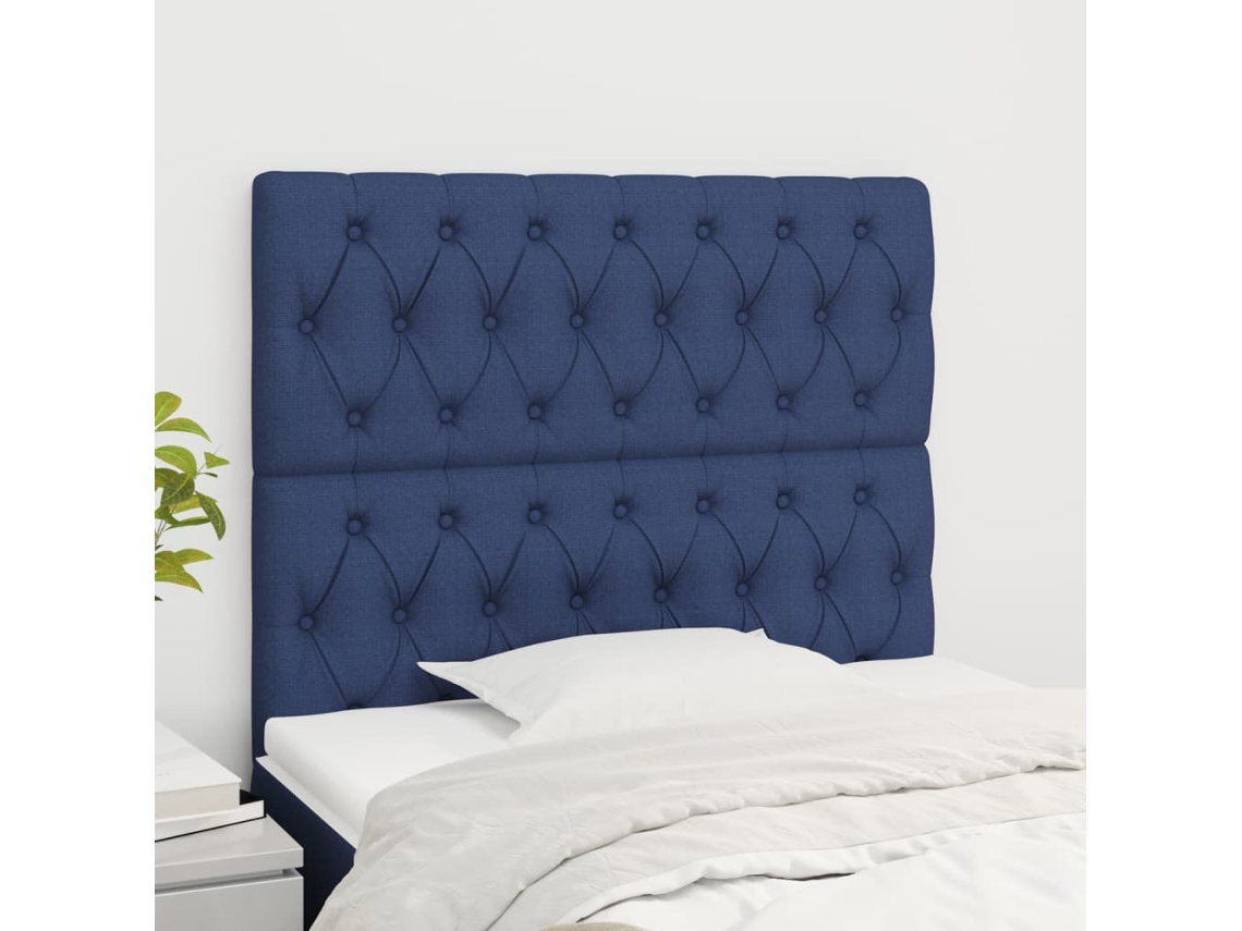 Cabeceros 2 Unidades De Tela Azul 90x7x78/88 Cm