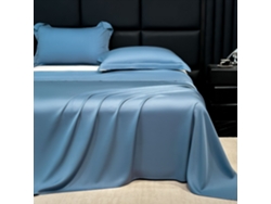 Juego De Sábanas De 3 Piezas Chrui (sábana Superior Y Dos Fundas De Almohada), Seda De Hielo Lavable, 250x250cm (azul)