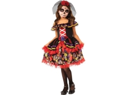 Disfraz de Niña DISFRAZZES Catrinita Elegante Rojo Y Negro (Talla: 8 a 10 años)