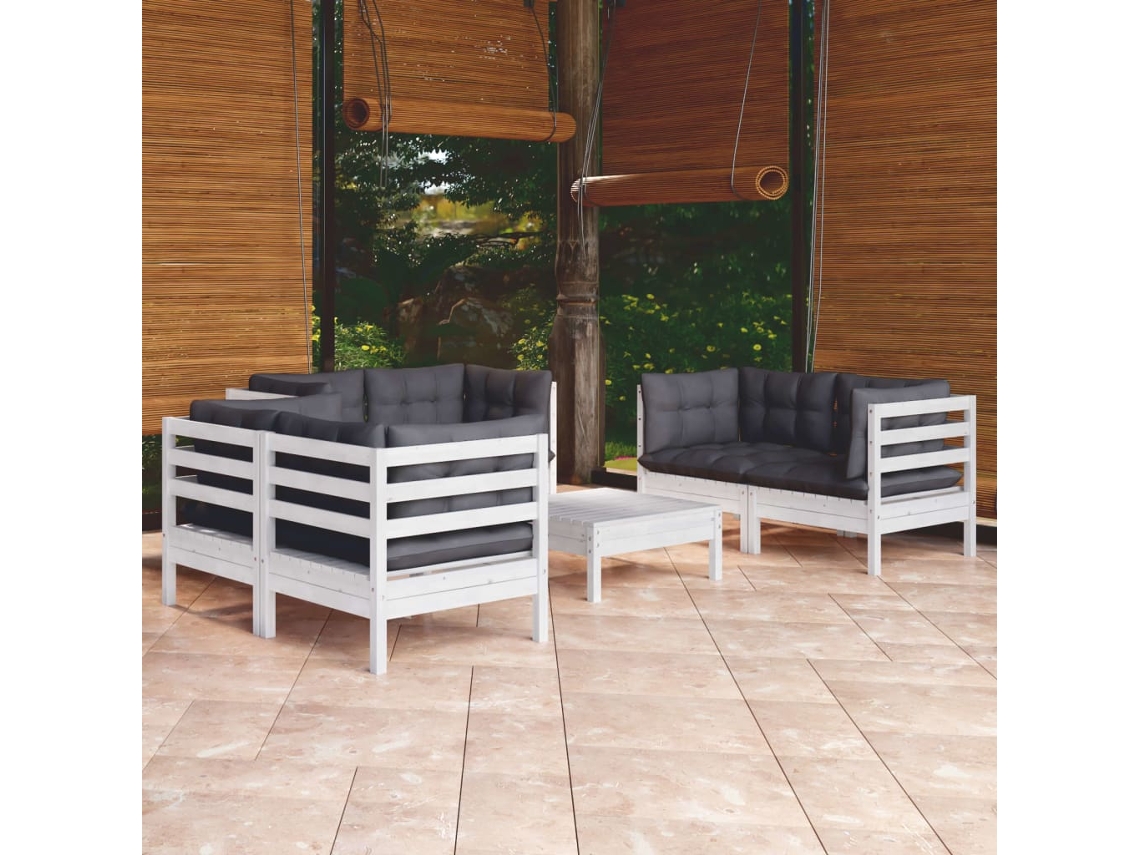 Conjunto de salón de jardín de 7 piezas con cojines de pino macizo DKD Home Decor