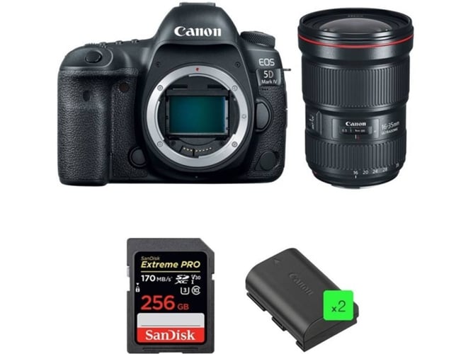 Kit Cámara Reflex CANON EOS 5D Mark IV + EF 16-35mm f/2.8L III USM + SanDisk 256GB + 2 LP-E6N
