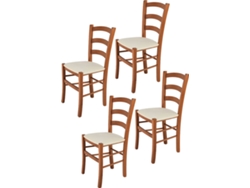 Conjunto de 4 Cadeiras T M C S Venice 322CI-NL023 (Castanho - 88x43x44 cm - Madeira)