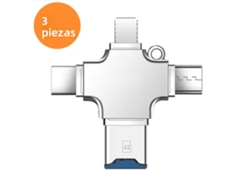 Lector de tarjetas de memoria 4 en 1, compatible con interfaces Tipo-C, Lightning y USB-C. Mdug (juego de 3 unidades)
