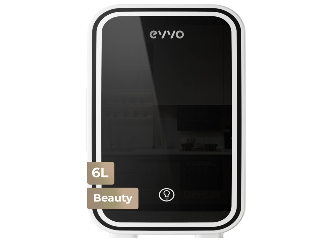 Mini refrigerador Evvo F6 Beauty White de 6 litros, enfría y calienta, luz LED, CA/CC