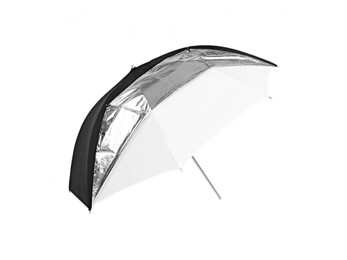 Paraguas GODOX Ub 006, Negro, Plata y Blanco, Doble Función, 84 cm