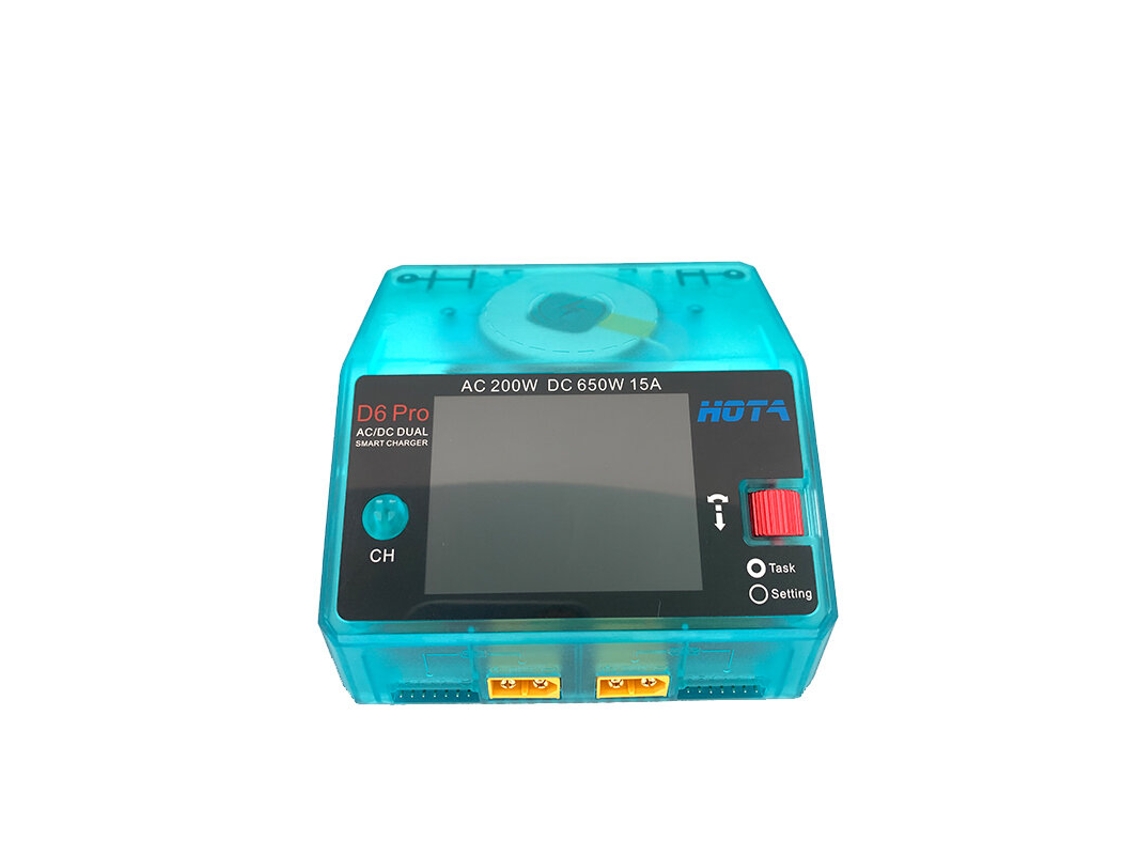 Cargador de polímero de litio transparente de doble canal Hota D6 Pro AC 200W DC 650W 15A2 con carga inalámbrica para baterías Niznnicdnimh
