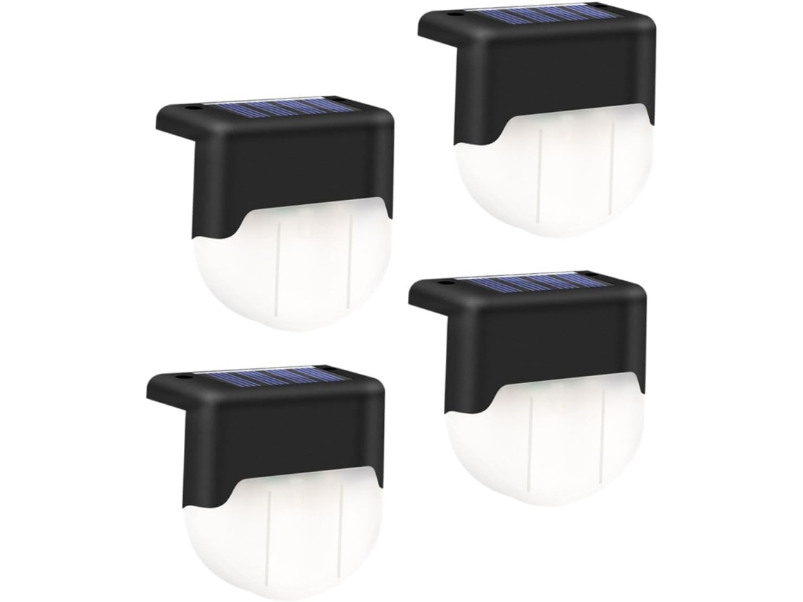 Juego De 4 Luces Solares Para Escaleras, Ideales Para Iluminación Exterior Y Accesorios De Jardín.