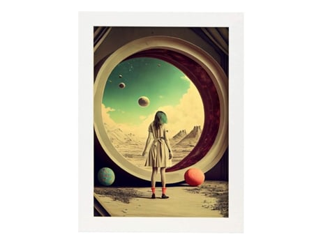 NACNIC Poster Ventana En Estilo Surrealismo Cinematográfico Ilustraciones Y Grabados De Historieta Abstracta Y Artística A4 Marcos Blancos