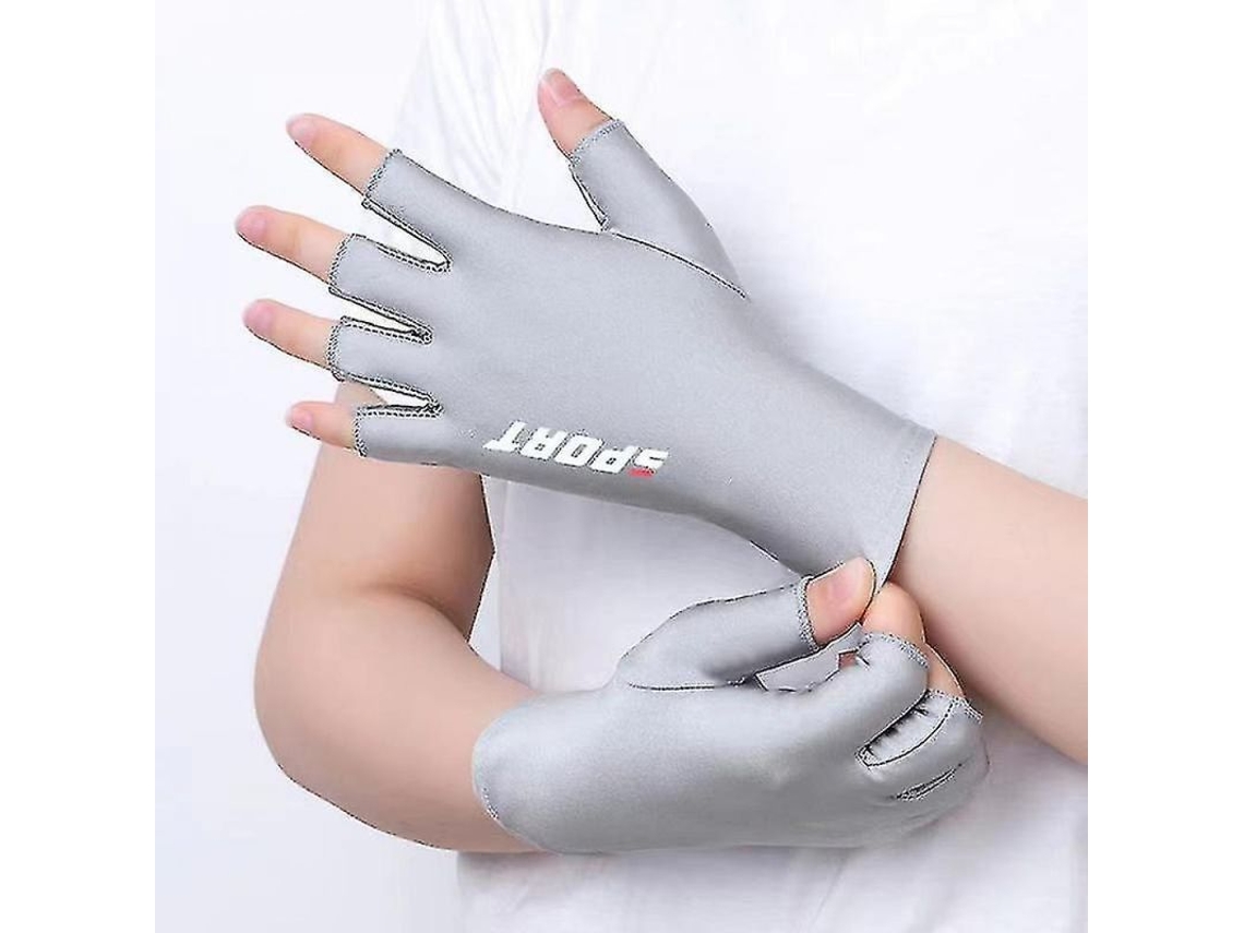 Guantes de protección UV para lámparas de uñas de gel, protección contra rayos UV para manicura, elásticos y transpirables, color gris.