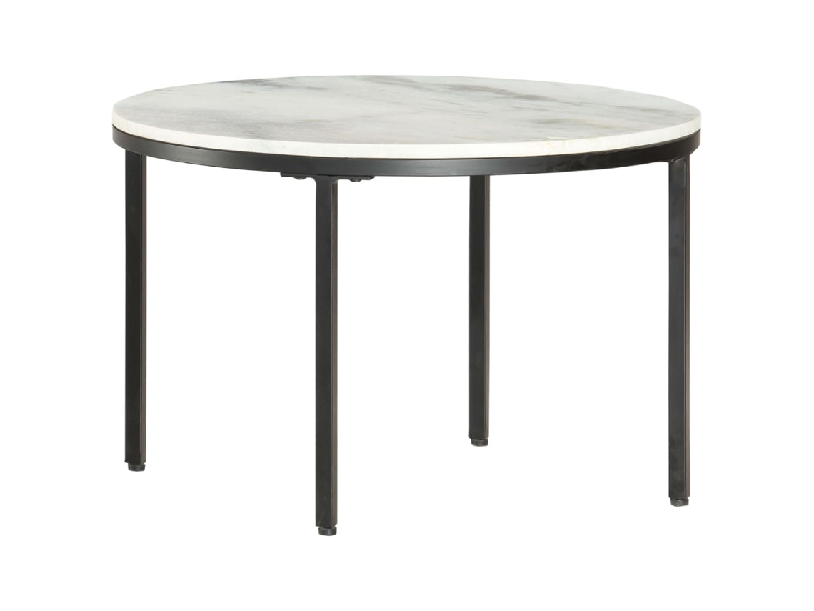 Mesa de Centro de Apoyo Ø 65 cm Mármol Genuino Macizo Blanco y Negro